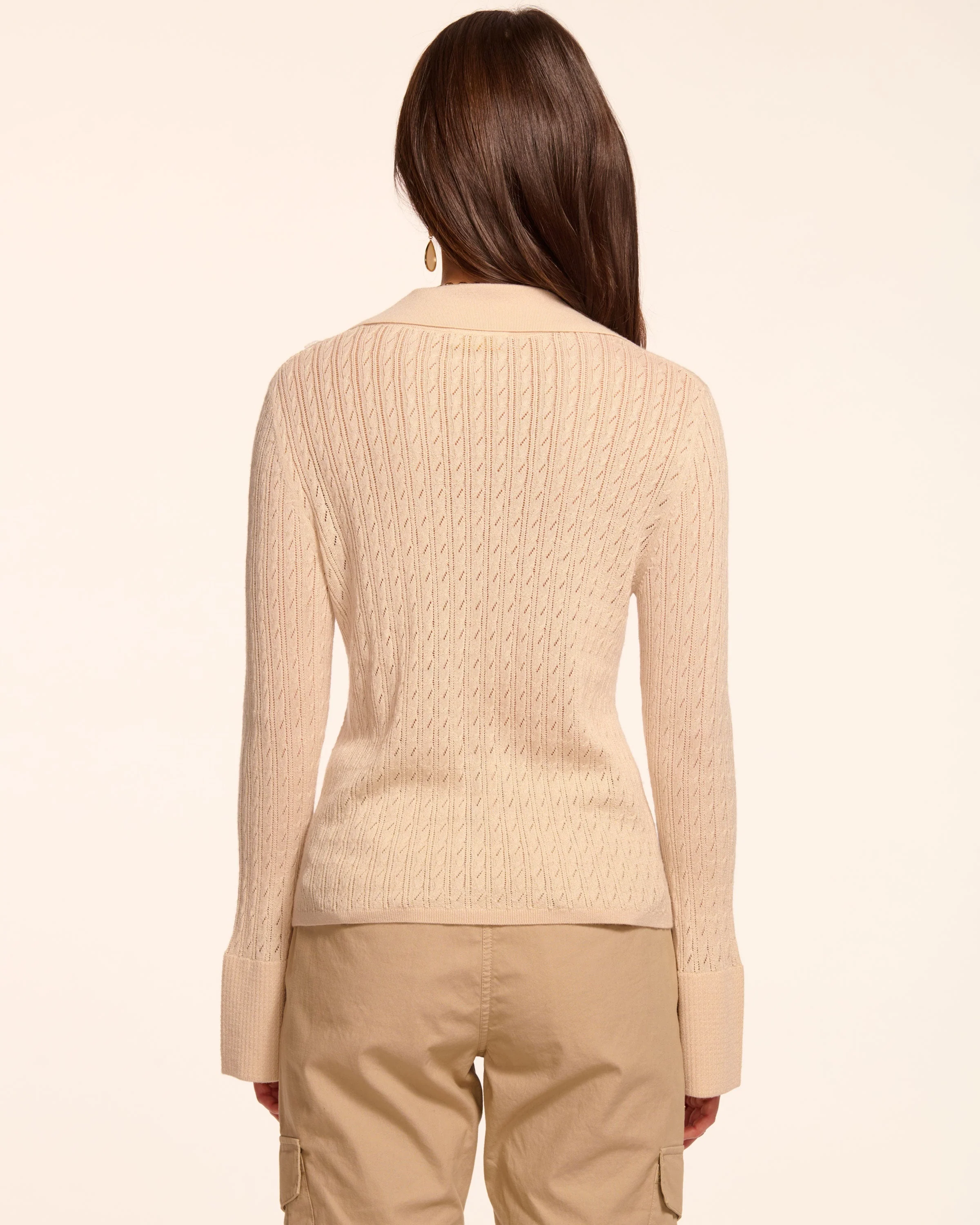 Cathy Pointelle Silk Cashmere Cardigan Sweater - Image 6