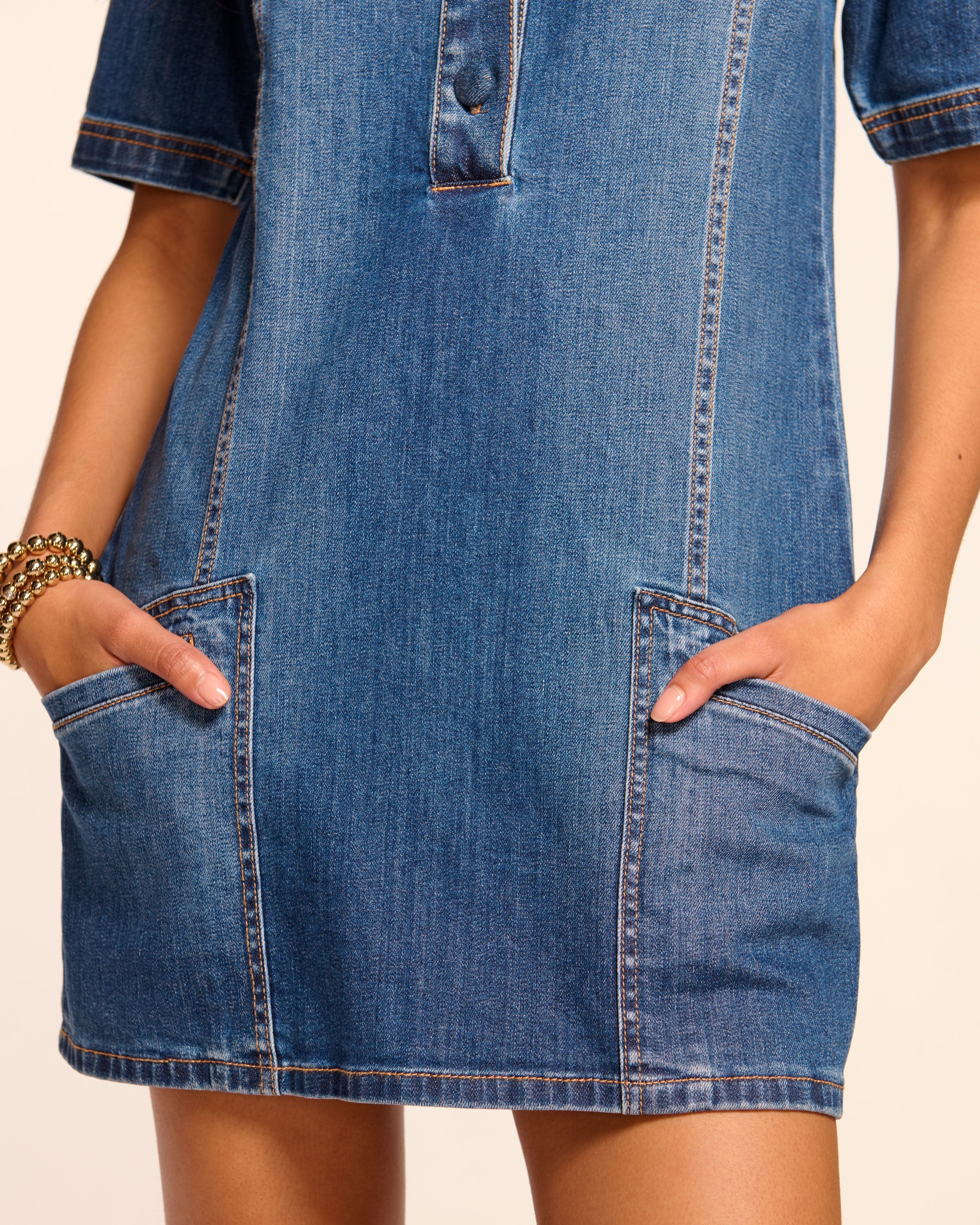 Skylar Short Sleeve Denim Mini Dress - Image 3